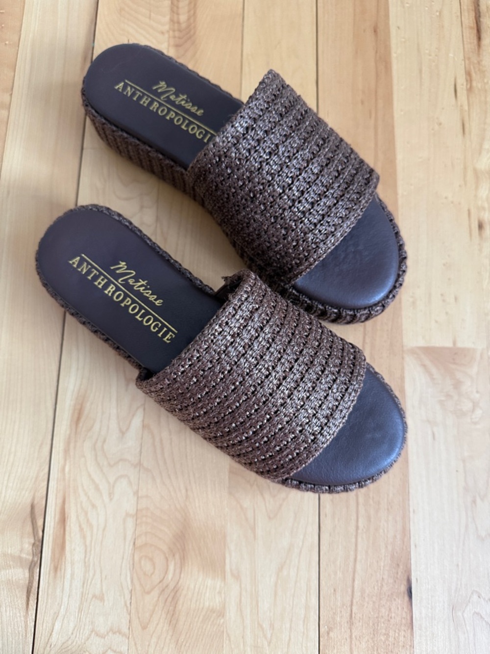 Montego Brown Woven Platform Slide Sandals  By Anthropologie Size 6 new w/ box